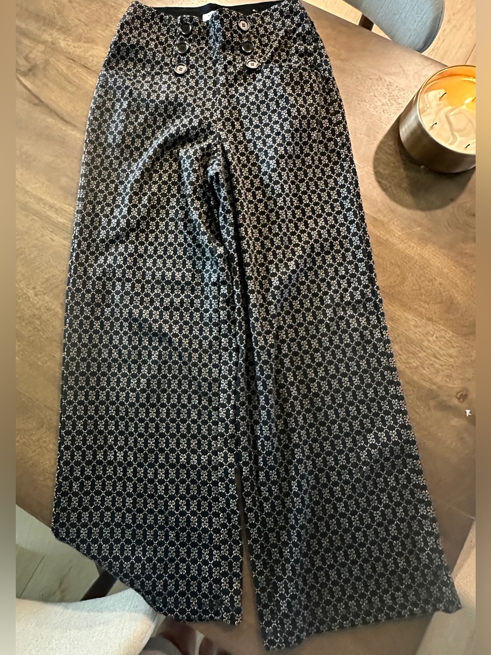 Black Patterned Wide-Leg Women’s trousers